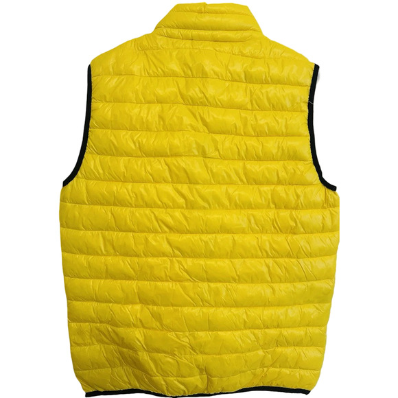 Guess Mens Yellow Puffer Vest L Full Zip Quilted Mock Neck Lightweight Nylon New - Picture 14 of 16